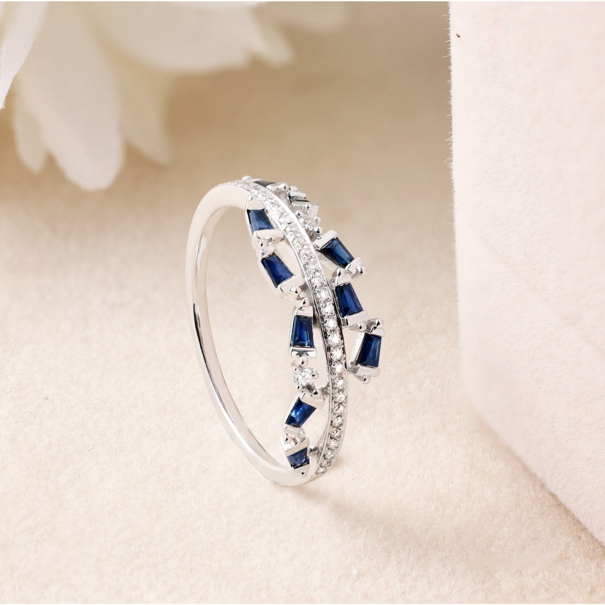 Blue Sapphire and Diamond Petite Ring - Jewelry And Store