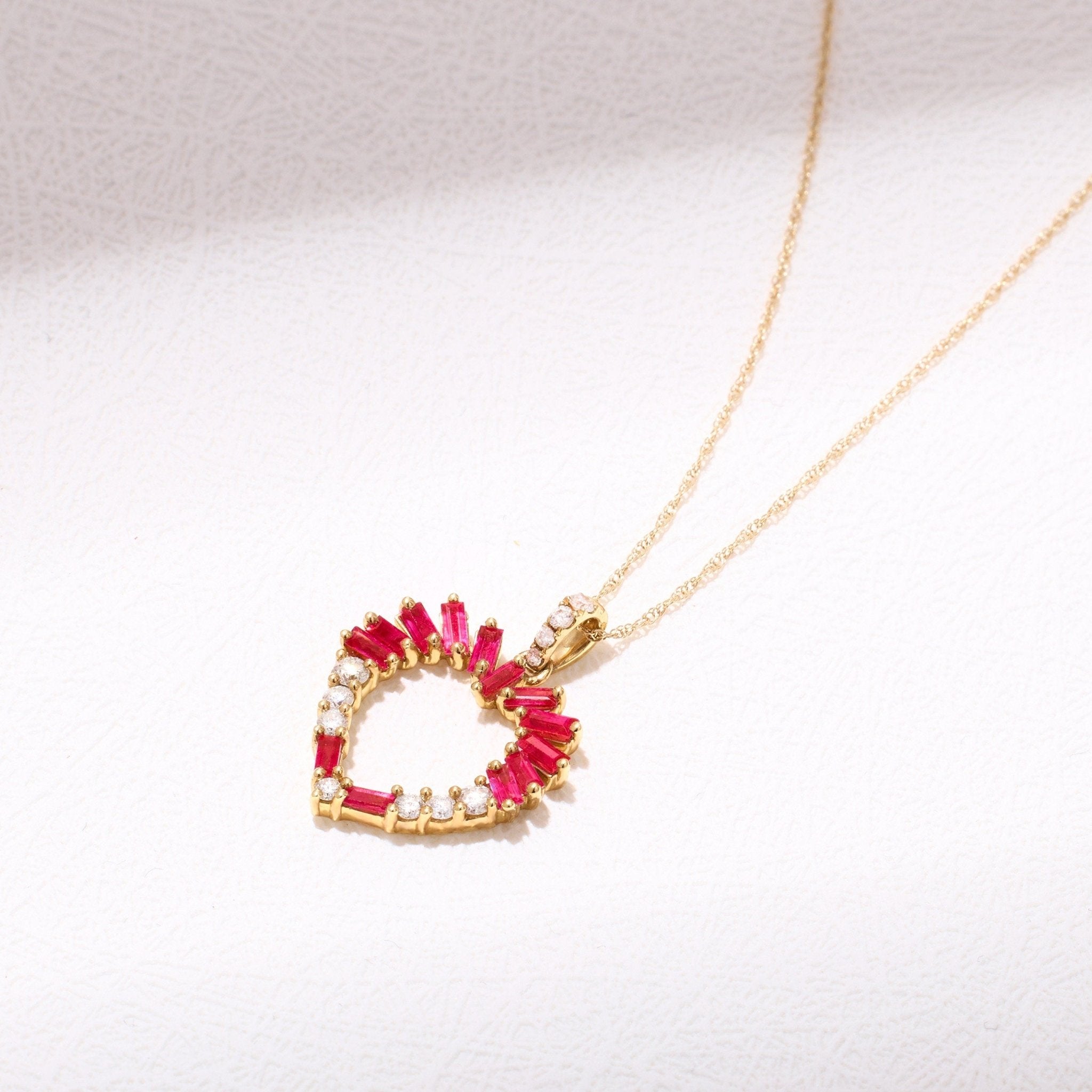 Heart Pendant with Ruby and Diamond - Jewelry And Store