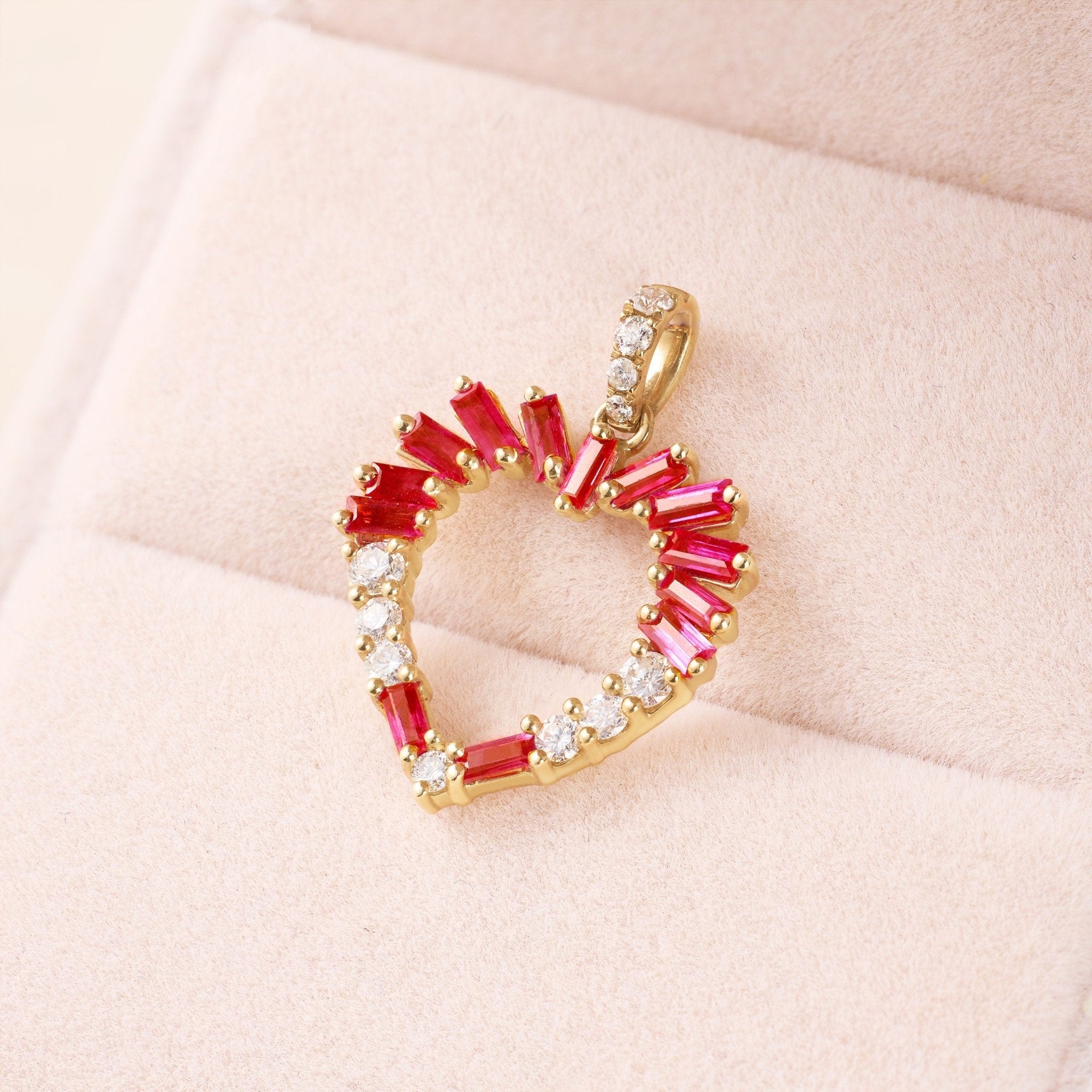 Heart Pendant with Ruby and Diamond - Jewelry And Store