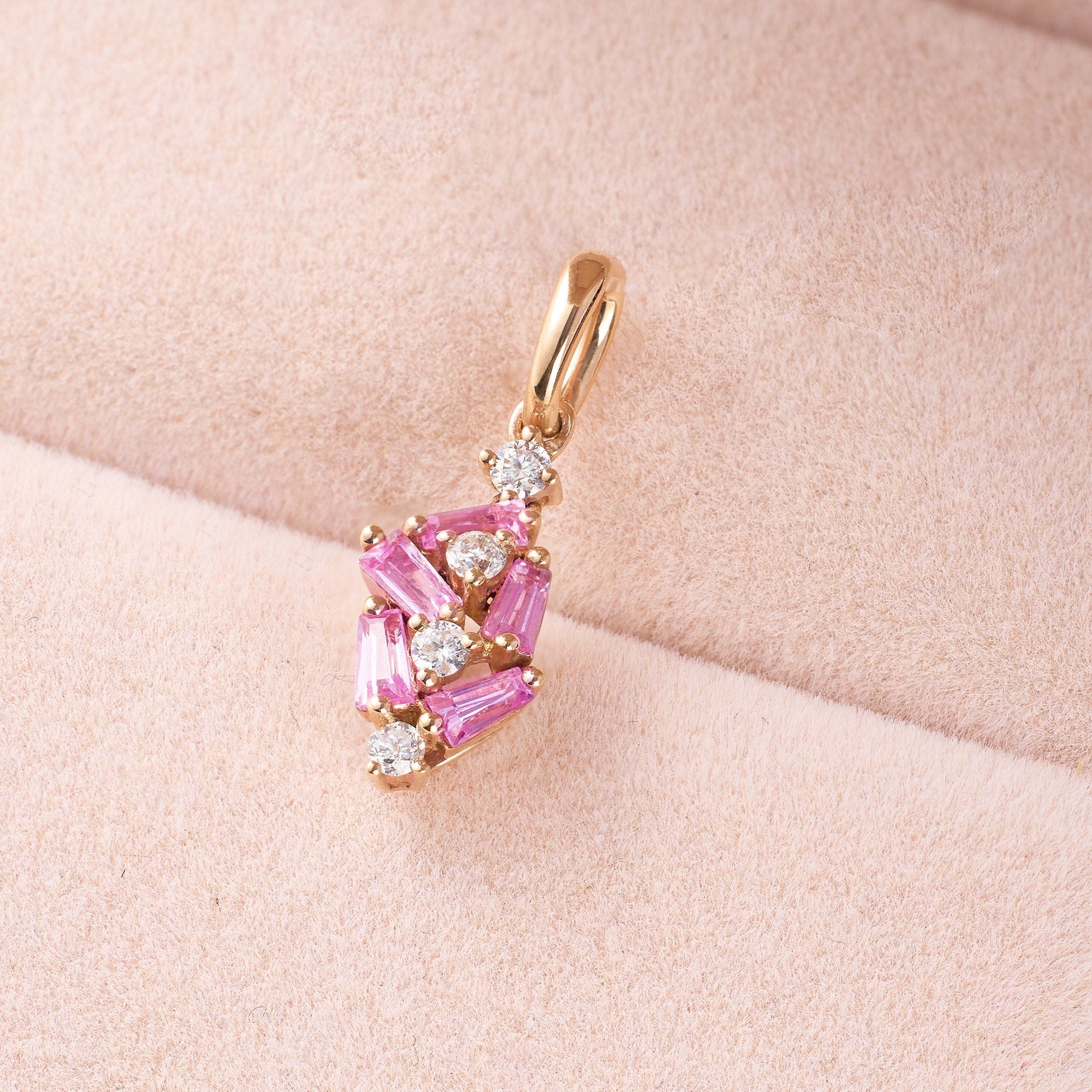 Cluster Pendant with Diamonds & Sapphires - Jewelry And Store