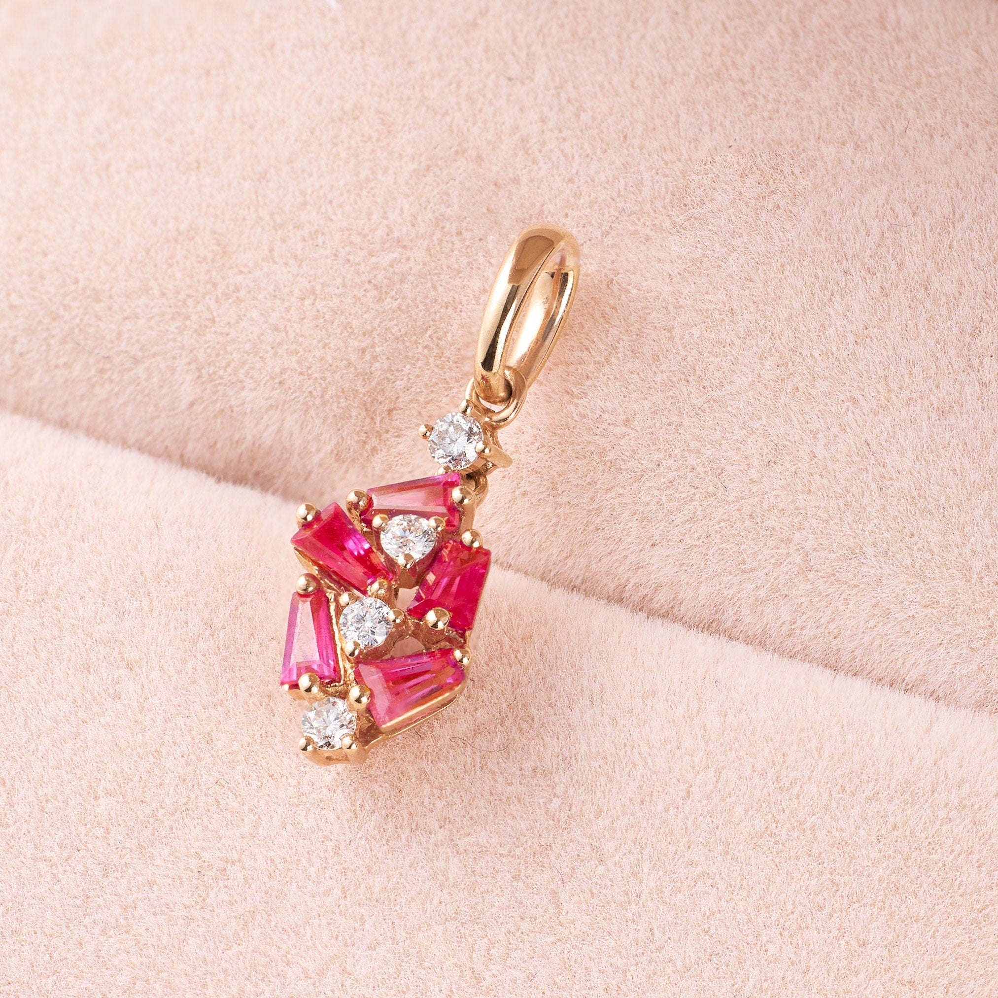 Cluster Pendant with Diamonds & Sapphires - Jewelry And Store
