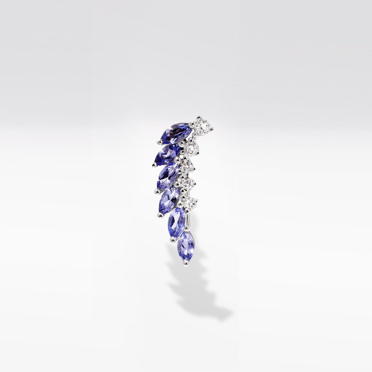 Curved Crawler Earrings with Lavender Tanzanite & Diamonds - Jewelry And Store
