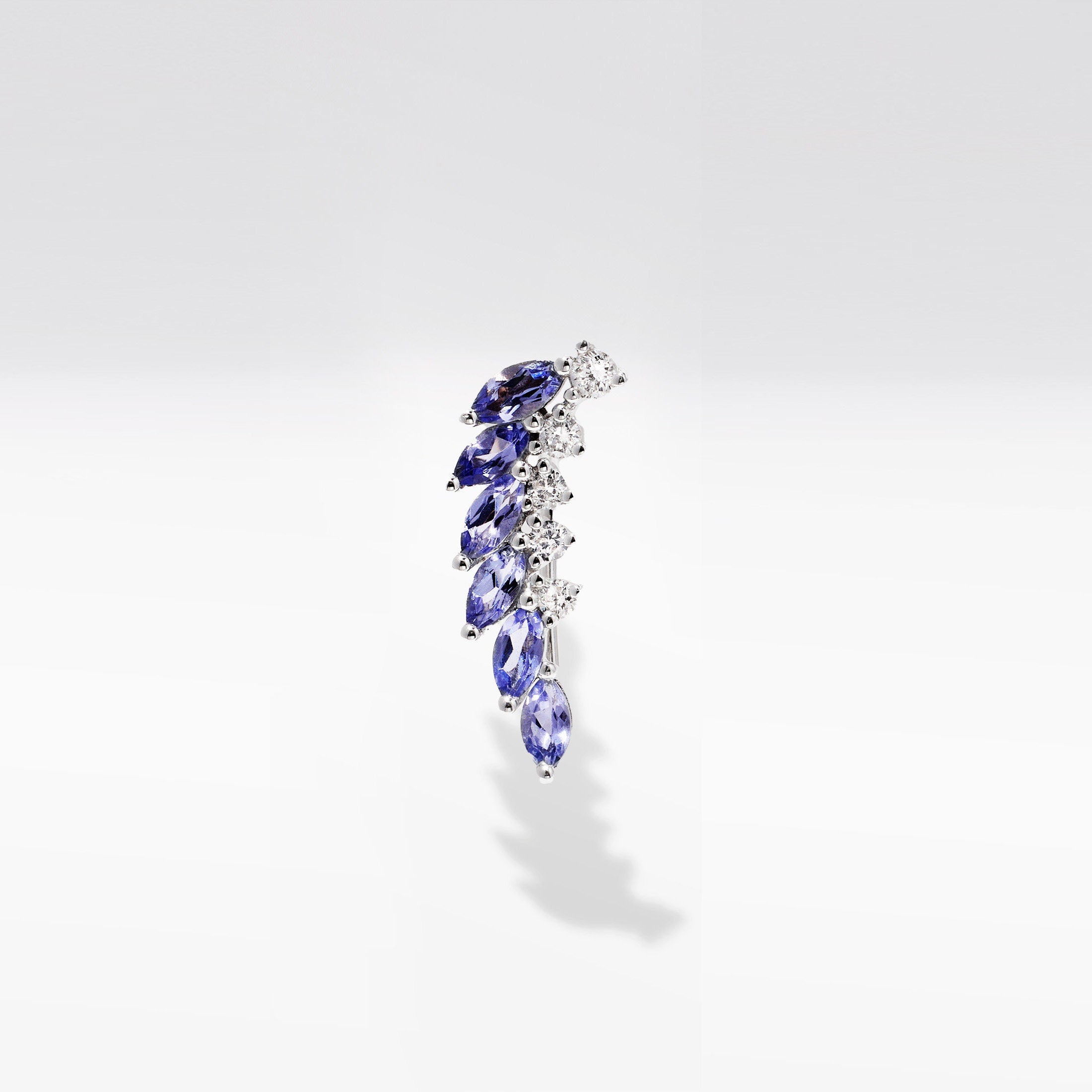 Curved Crawler Earrings with Lavender Tanzanite & Diamonds - Jewelry And Store