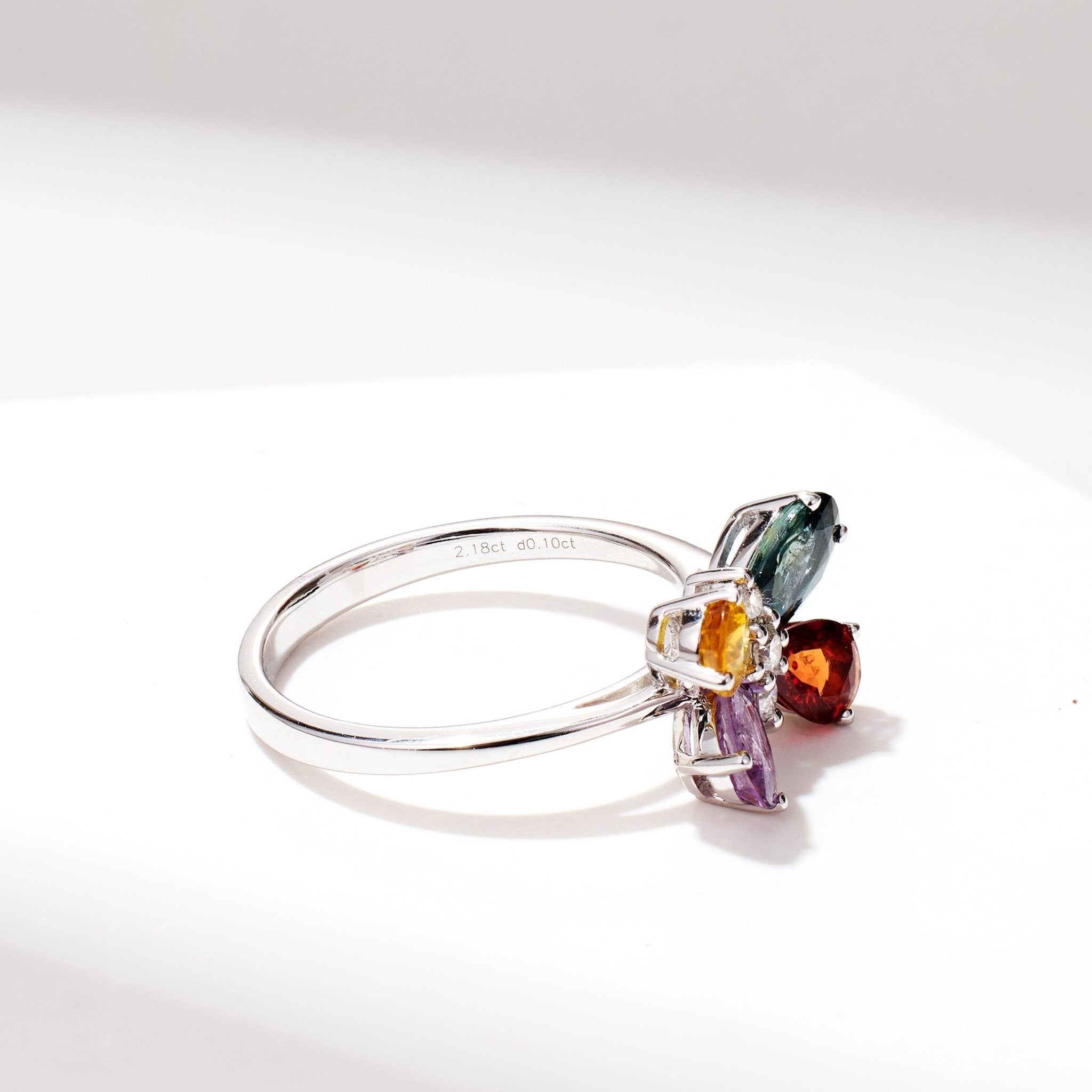 Multi - Colored Sapphire & Diamond Butterfly Ring - Jewelry And Store