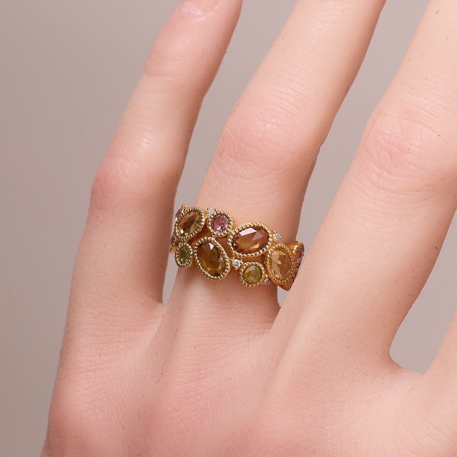 Victorian - Style Statement Ring with Diamonds & Fancy Sapphires - Jewelry And Store