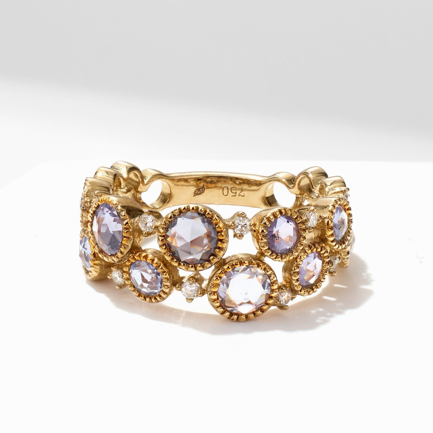 Victorian - Style Statement Ring with Diamonds & Multi - Colored Sapphires - Jewelry And Store