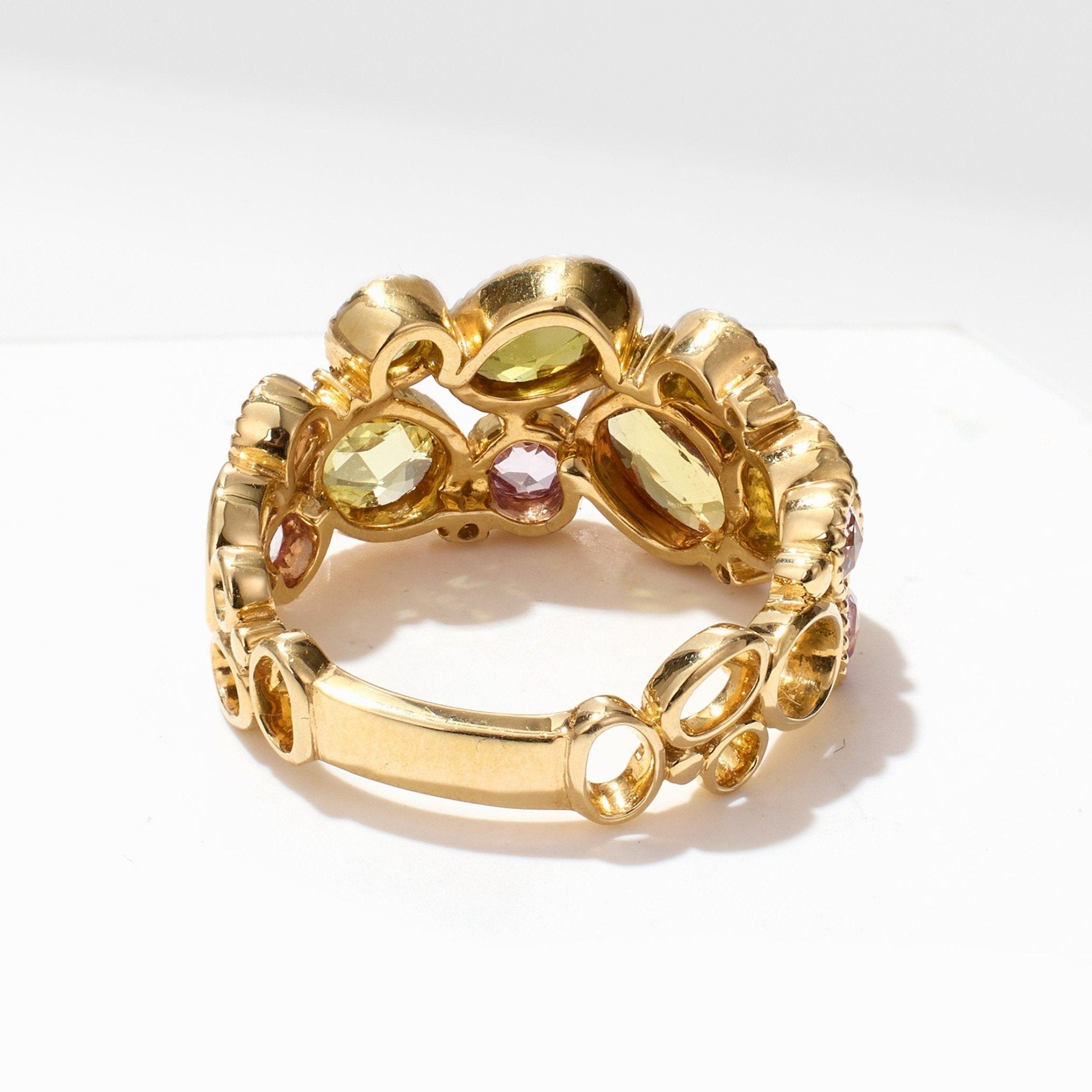 Victorian - Style Statement Ring with Diamonds & Fancy Sapphires - Jewelry And Store