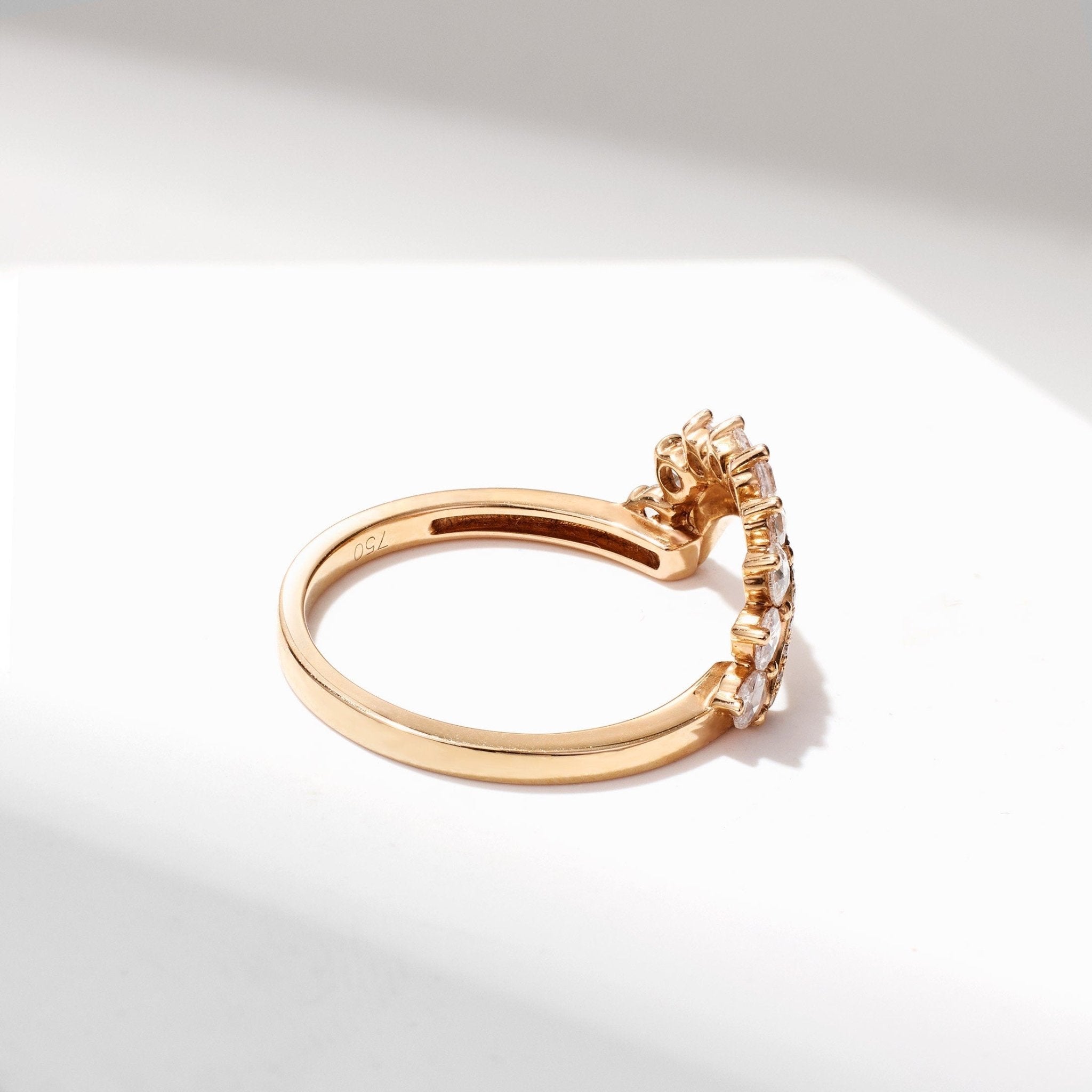 Vintage - Style Contoured Diamond Ring in 18K Rose Gold - Jewelry And Store