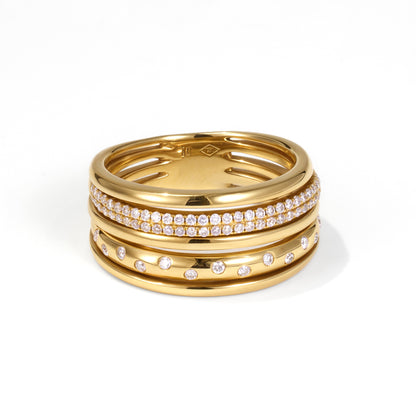 18K Gold Layered Starry Diamond Ring - Jewelry And Store