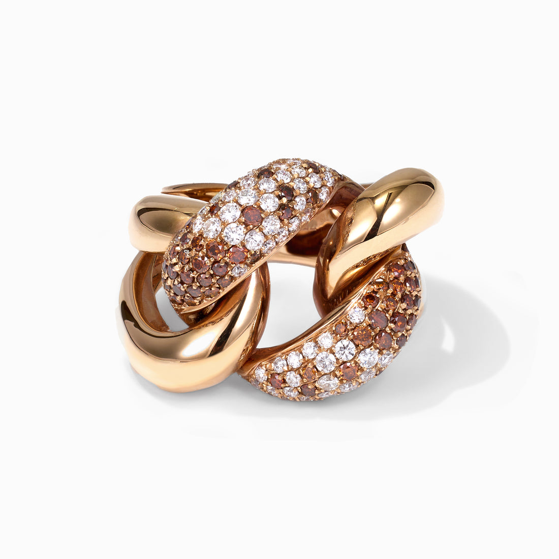 18K Rose Gold Interlock Ring with Diamonds - Jewelry And Store