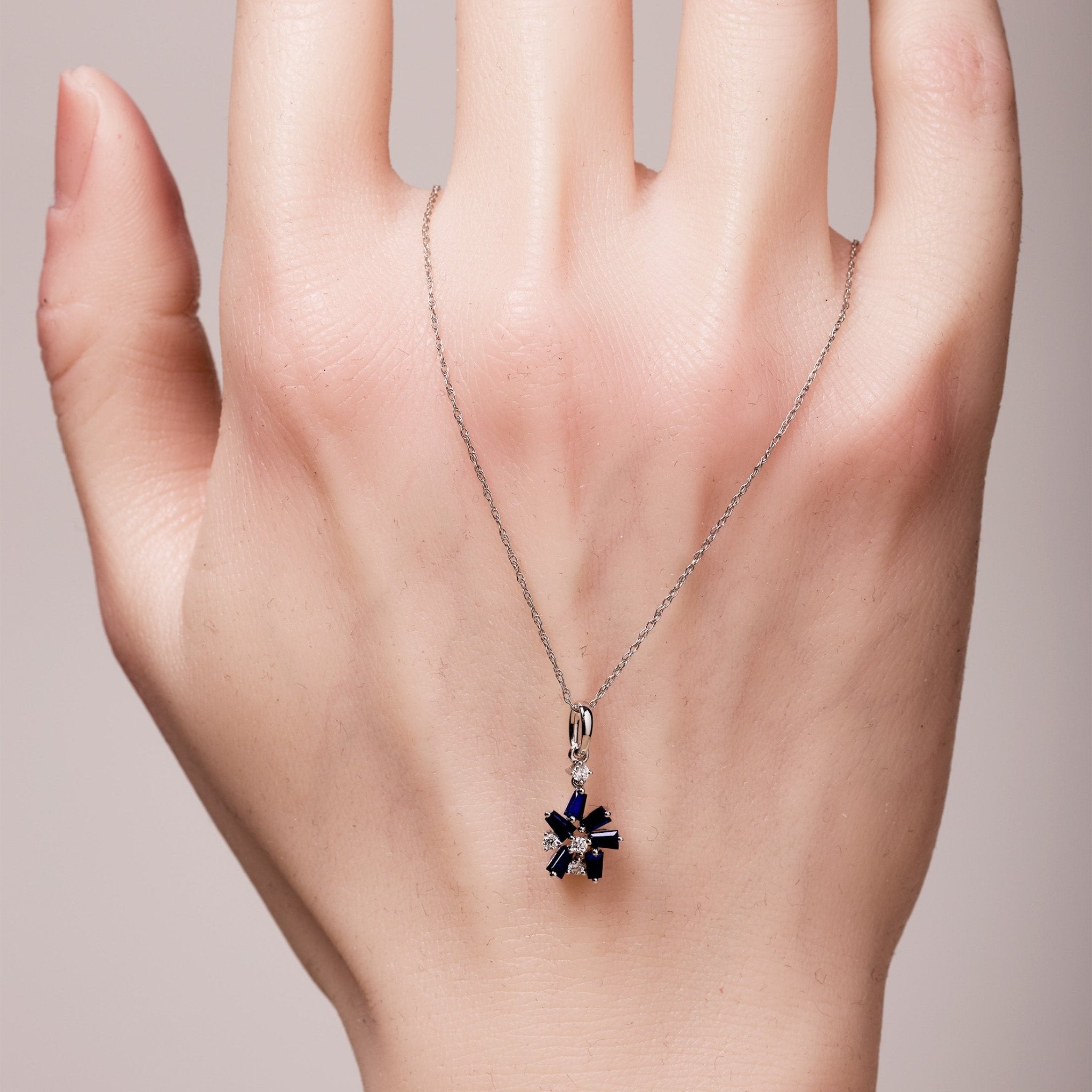 Snowflakes Pendant with Diamonds &amp; Sapphires - Jewelry And Store