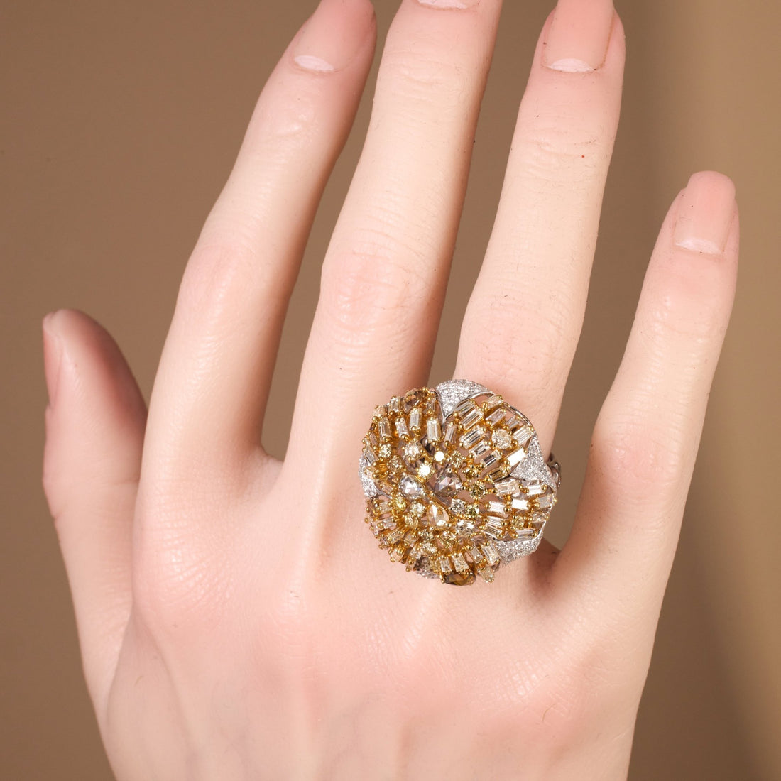 18K White Gold Cocktail Ring with Natural Diamonds - Jewelry And Store