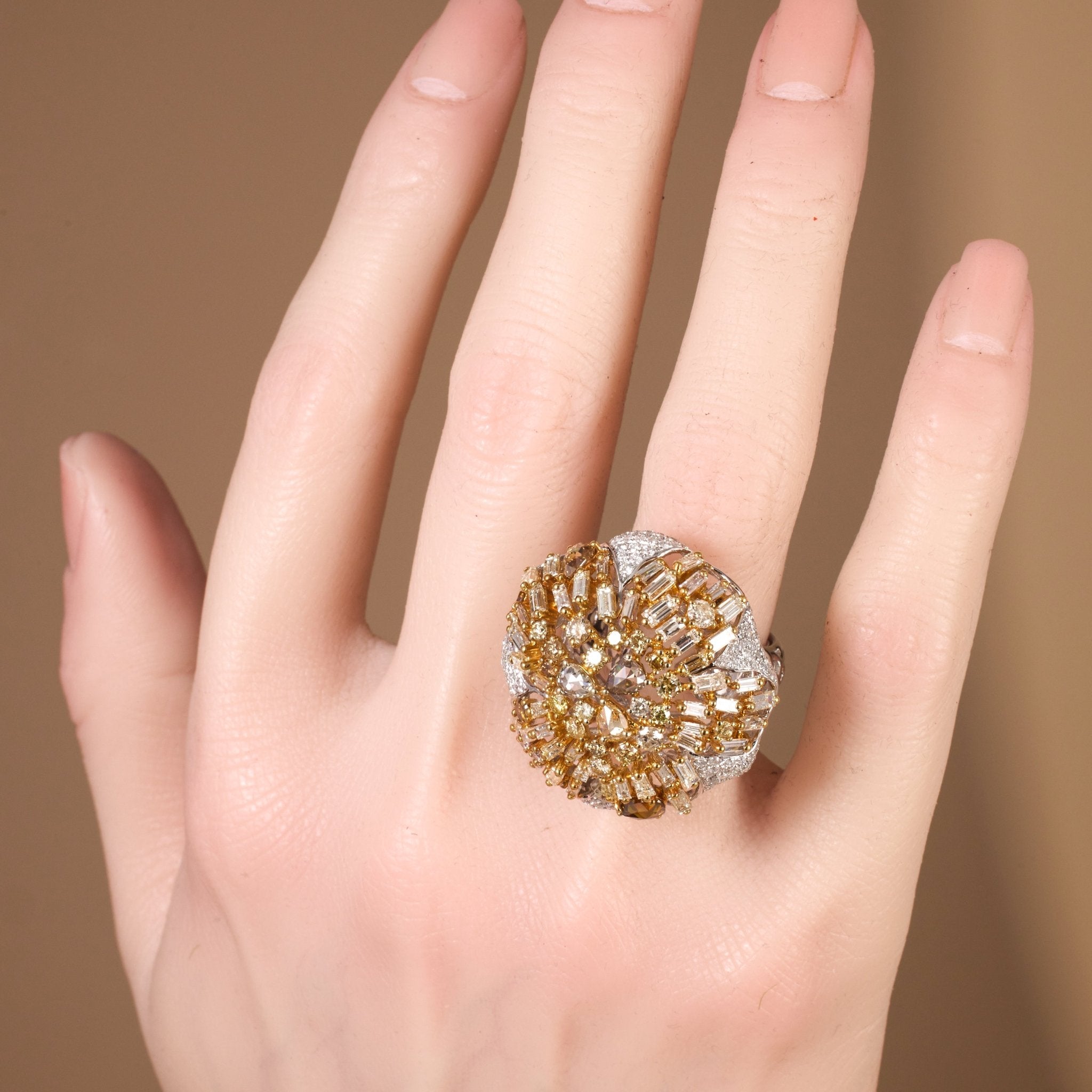 18K White Gold Cocktail Ring with Natural Diamonds - Jewelry And Store