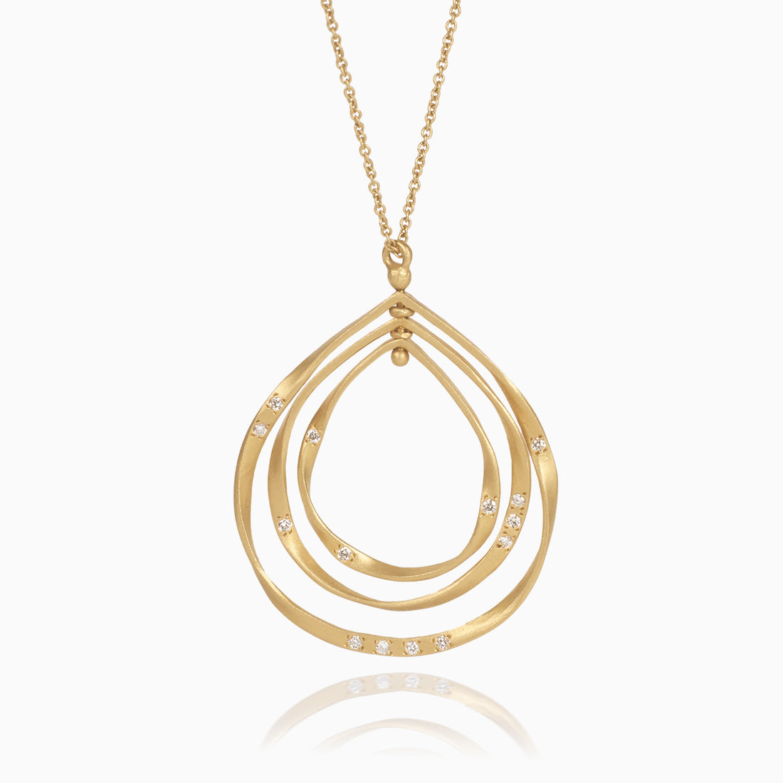 14K Matte Gold Galaxy - Inspired Rotatable Teardrop Pendant with Natural Diamonds - Jewelry And Store