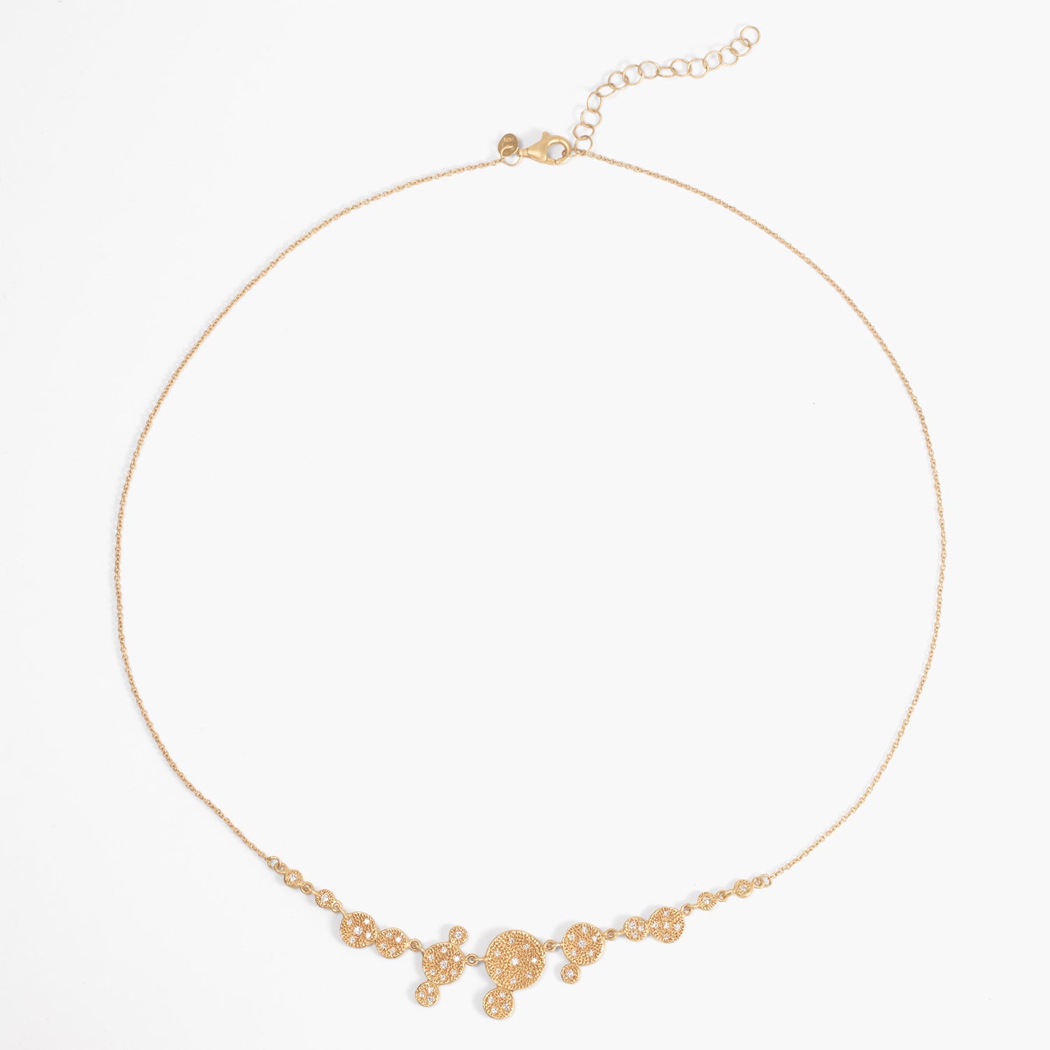 14K Gold Hammered Multi - Disc Necklace with Natural Diamonds - Jewelry And Store