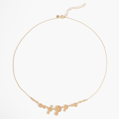 14K Gold Hammered Multi - Disc Necklace with Natural Diamonds - Jewelry And Store