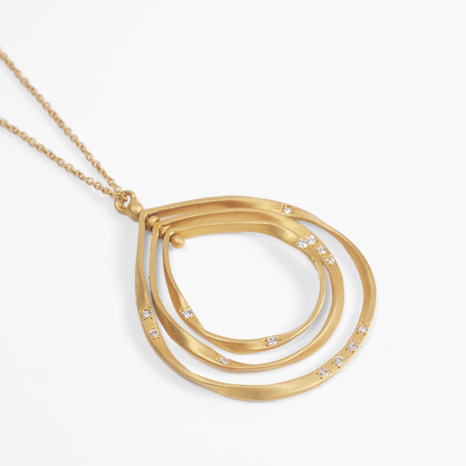 14K Matte Gold Galaxy - Inspired Rotatable Teardrop Pendant with Natural Diamonds - Jewelry And Store