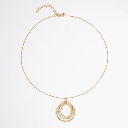 14K Matte Gold Galaxy - Inspired Rotatable Teardrop Pendant with Natural Diamonds - Jewelry And Store