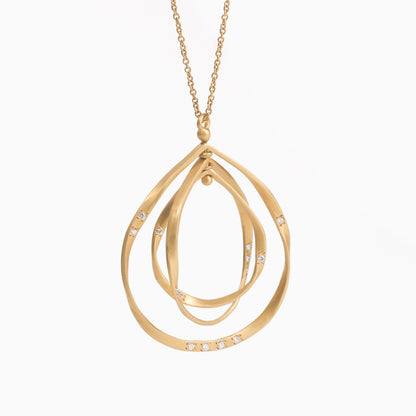 14K Matte Gold Galaxy - Inspired Rotatable Teardrop Pendant with Natural Diamonds - Jewelry And Store