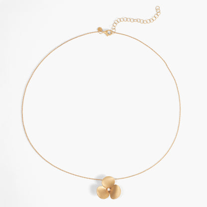 14K Matte Gold Flower Pendant Necklace with Natural Diamonds - Jewelry And Store