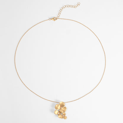 14K Matte Gold Floral Pendant Necklace with Natural Diamonds - Jewelry And Store