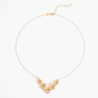 14K Matte Gold Floral Necklace with Natural Diamonds - Jewelry And Store