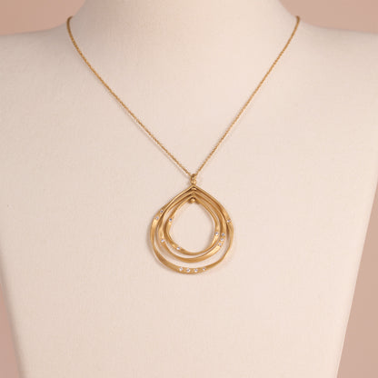 14K Matte Gold Galaxy - Inspired Rotatable Teardrop Pendant with Natural Diamonds - Jewelry And Store
