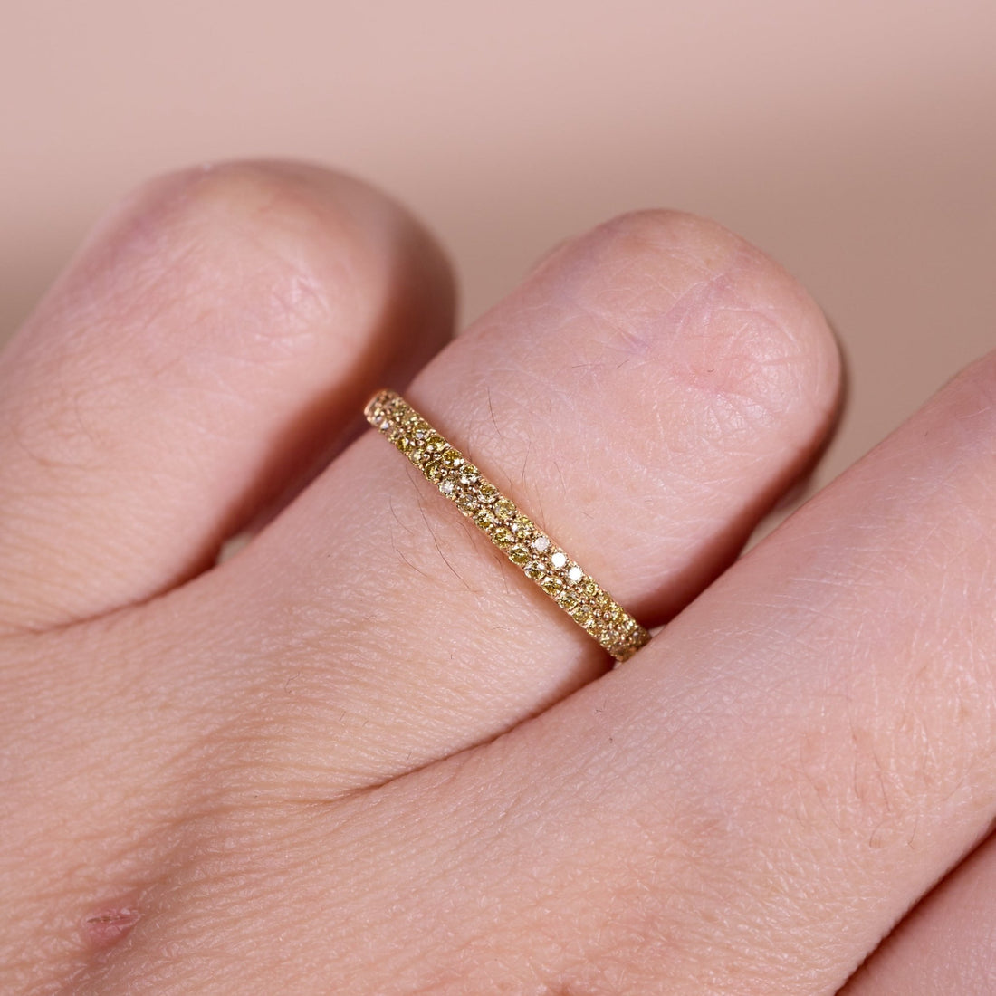 18K Yellow Gold Half‑Eternity Band with Natural Yellow Diamonds - JewelryAndStore