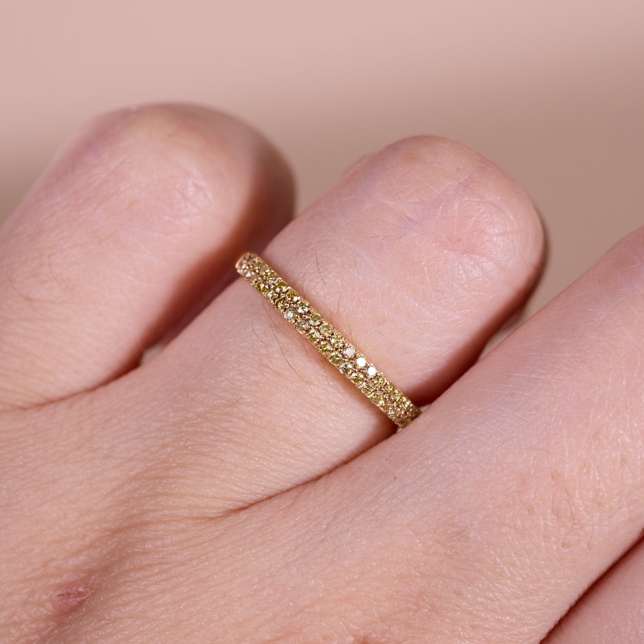 18K Yellow Gold Half‑Eternity Band with Natural Yellow Diamonds - JewelryAndStore