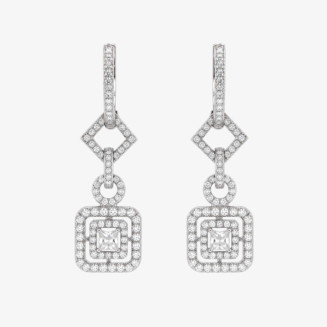 1.63 ct.tw. Natural Diamond Dangle Earrings in 14K White Gold - JewelryAndStore