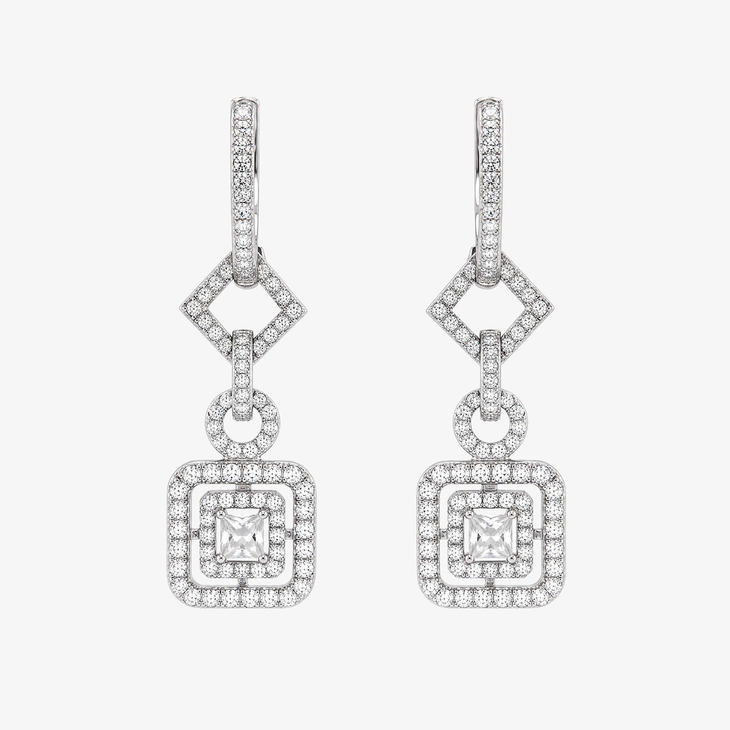 1.63 ct.tw. Natural Diamond Dangle Earrings in 14K White Gold - JewelryandStore