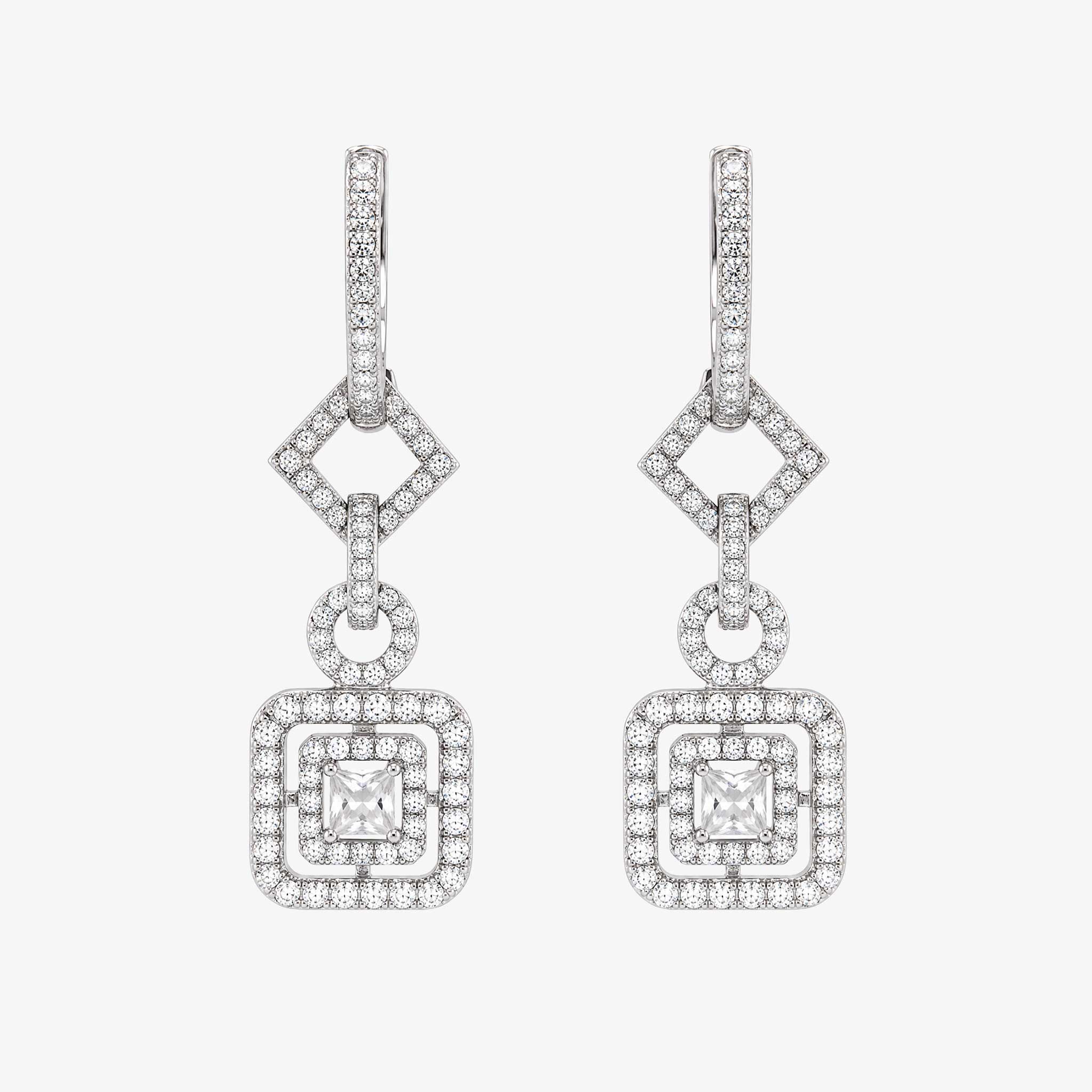 1.63 ct.tw. Natural Diamond Dangle Earrings in 14K White Gold - JewelryandStore