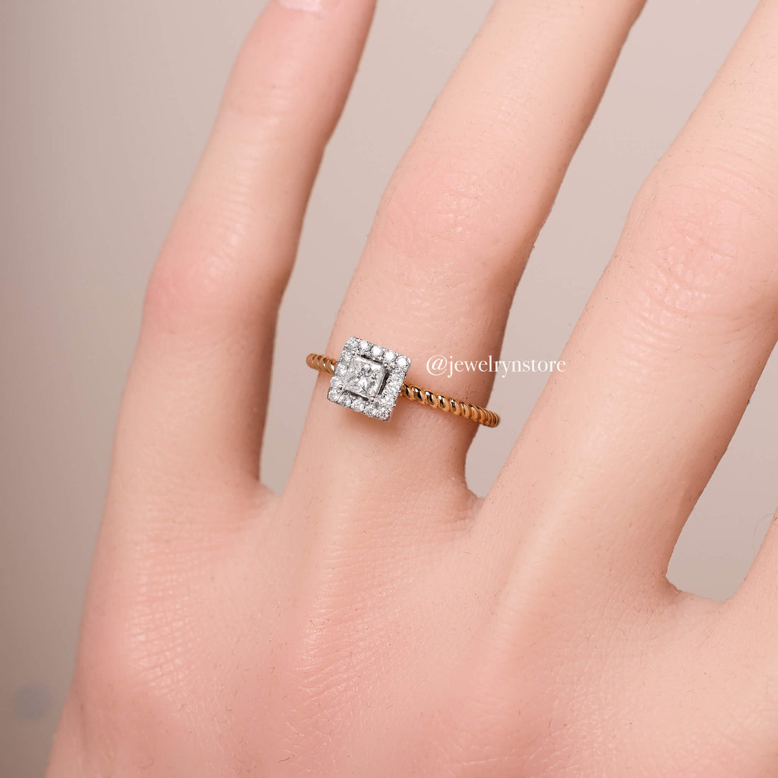 0.38 ct.tw. Princess-Cut Diamond Halo Ring