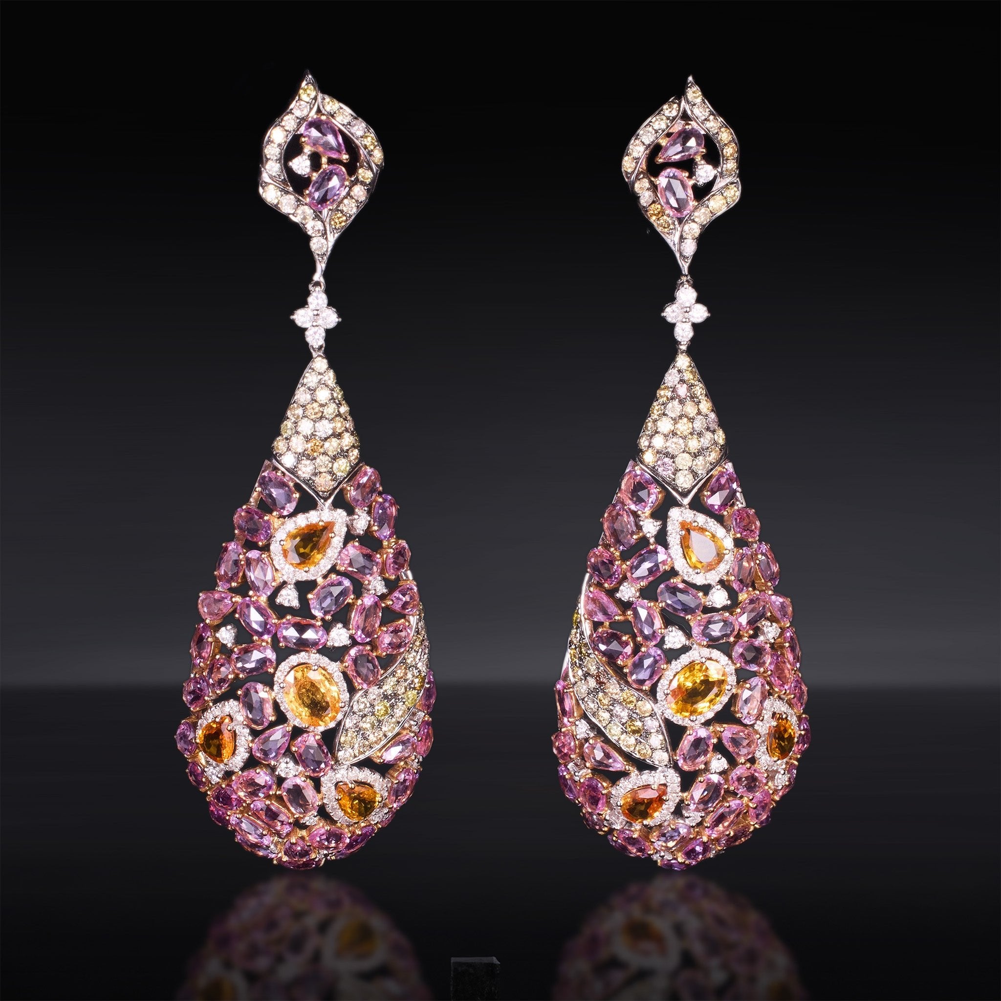 18K Gold Sunset Dreams Sapphire Drop Earrings - Jewelry And Store