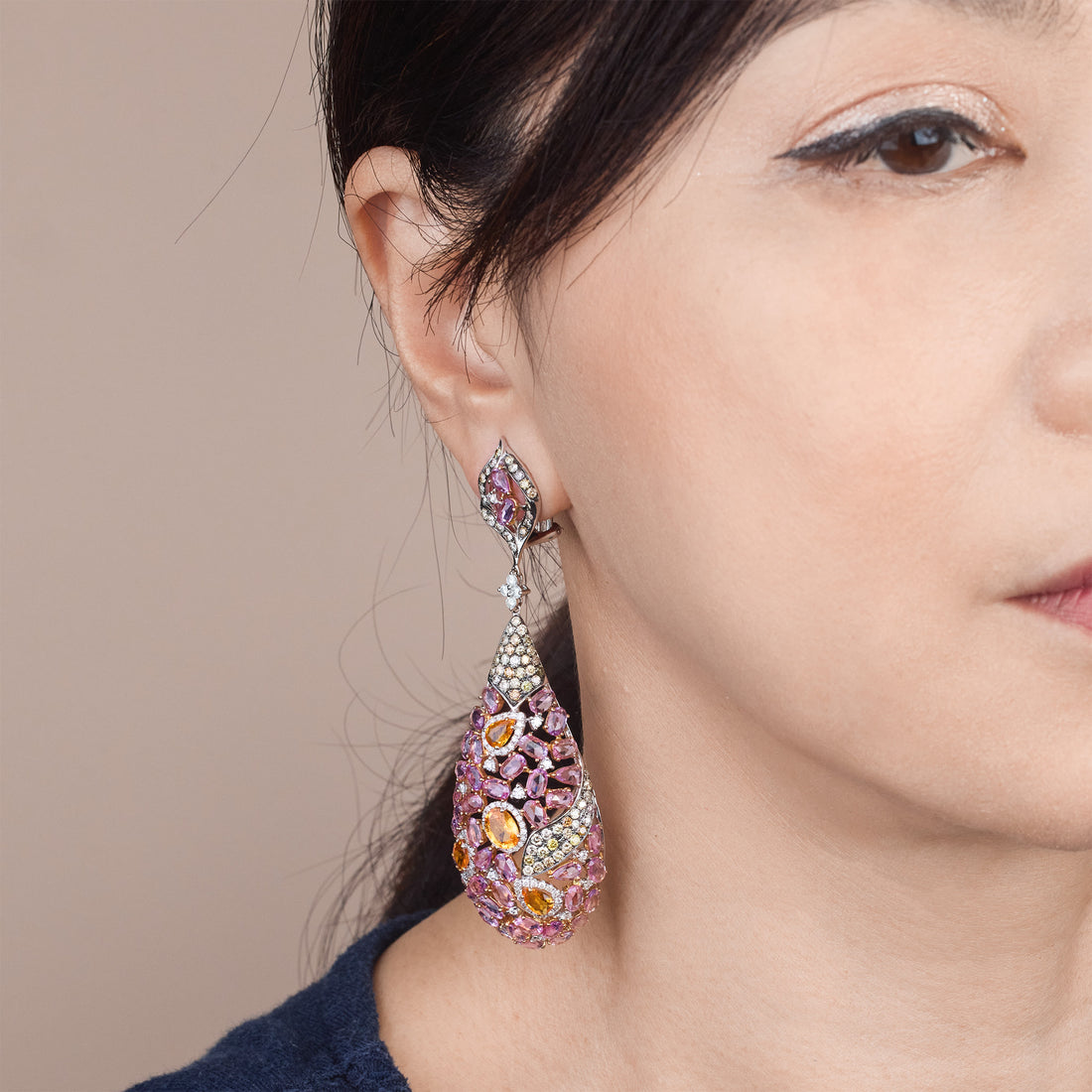 18K Gold Sunset Dreams Sapphire Drop Earrings - Jewelry And Store