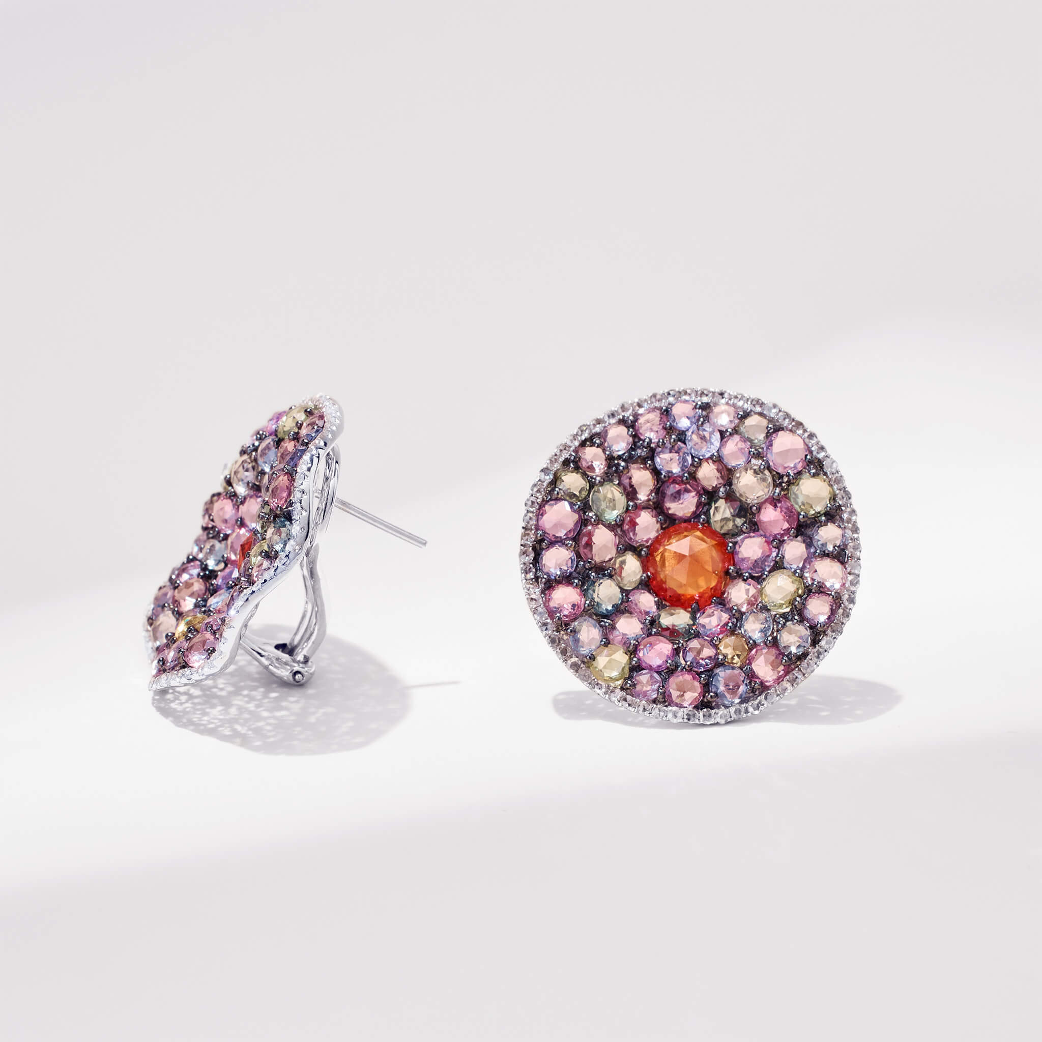 18K Gold Color Sapphire &amp; Diamond Earrings - Jewelry And Store