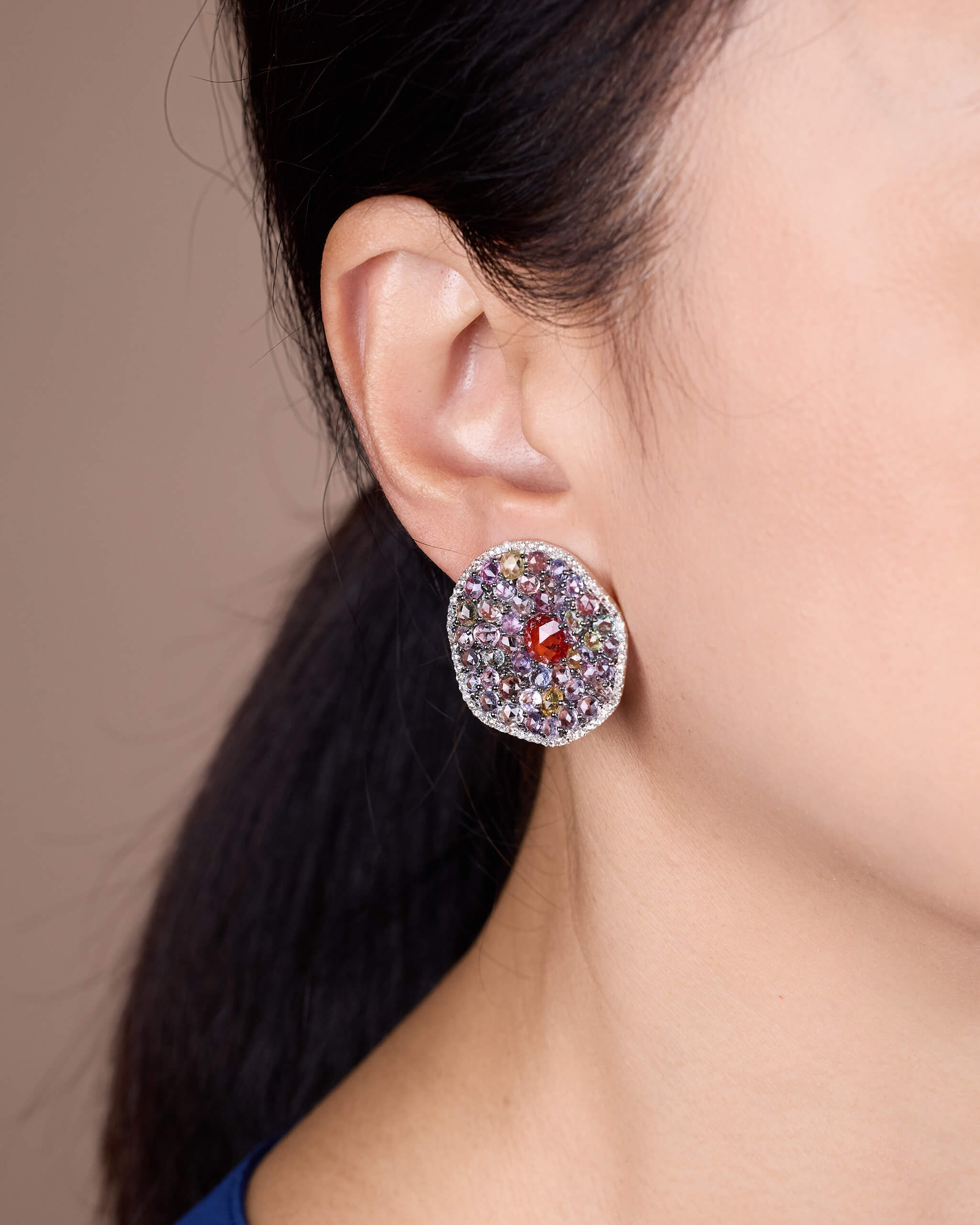 18K Gold Color Sapphire &amp; Diamond Earrings - Jewelry And Store