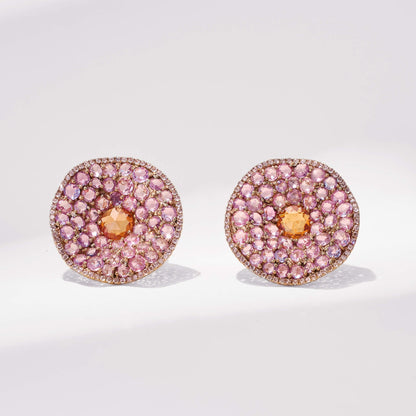 18K Gold Color Sapphire &amp; Diamond Earrings - Jewelry And Store