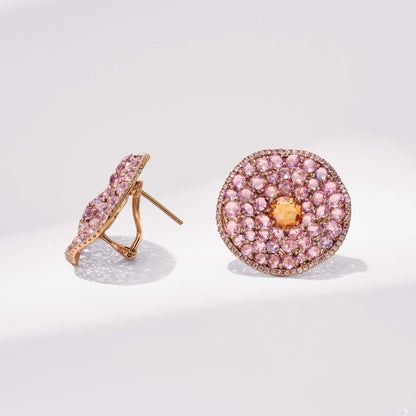 18K Gold Color Sapphire &amp; Diamond Earrings - Jewelry And Store