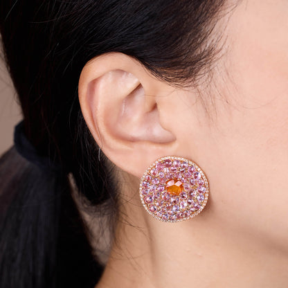 18K Gold Color Sapphire &amp; Diamond Earrings - Jewelry And Store