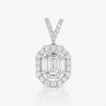 1.17ct Natural Diamond Emerald-Cut Illusion Pendant in 18K Gold - JewelryandStore