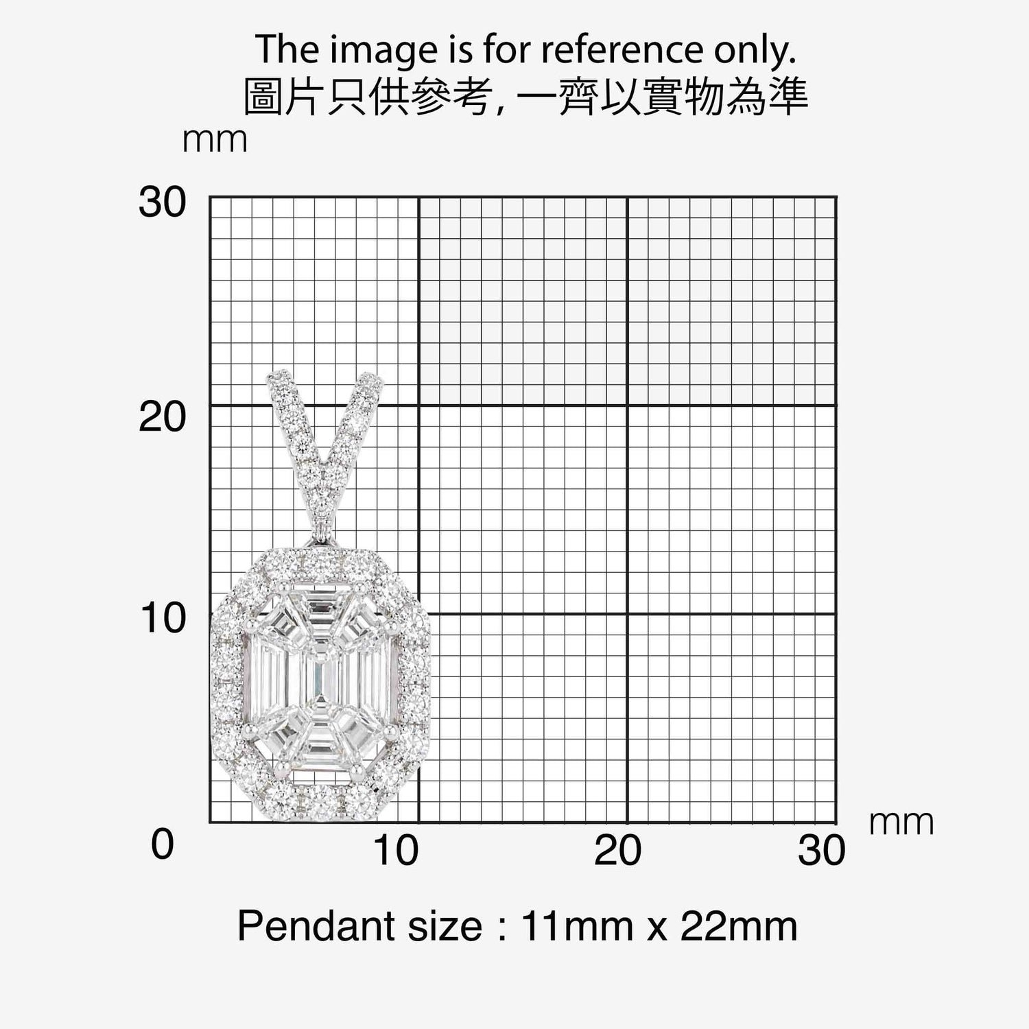 1.17ct Natural Diamond Emerald-Cut Illusion Pendant in 18K Gold - JewelryandStore