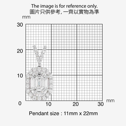 1.17ct Natural Diamond Emerald-Cut Illusion Pendant in 18K Gold - JewelryandStore