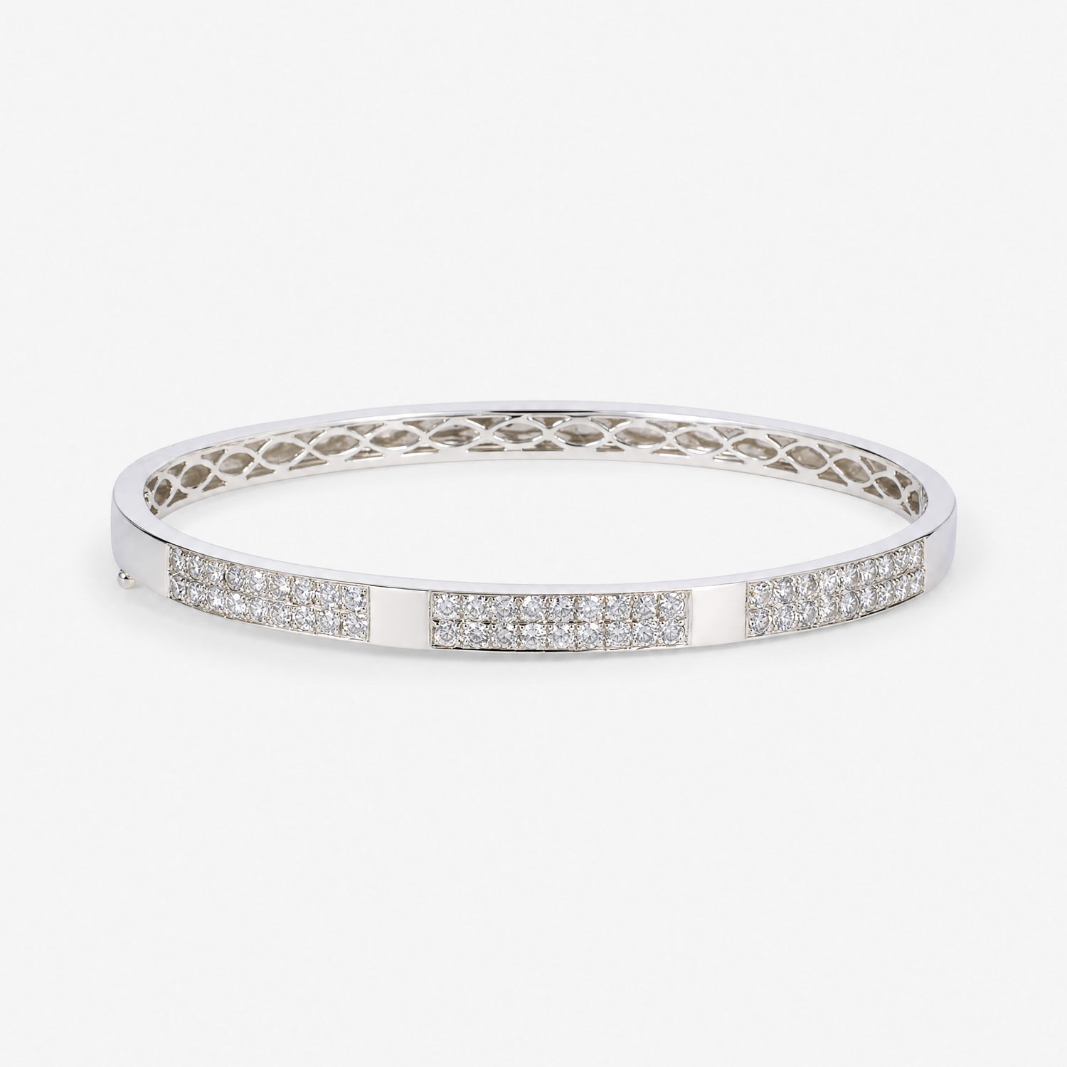 1.59ct Natural Diamond Double Row Eternity Bangle in 18K White Gold - JewelryandStore