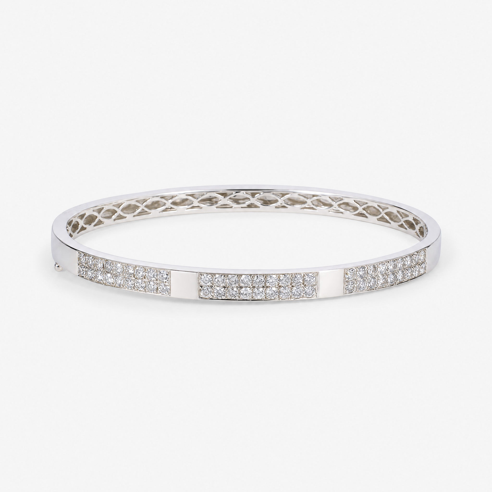 1.59ct Natural Diamond Double Row Eternity Bangle in 18K White Gold - JewelryandStore