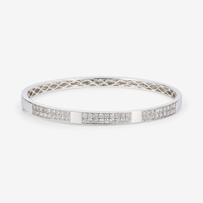1.59ct Natural Diamond Double Row Eternity Bangle in 18K White Gold - JewelryandStore