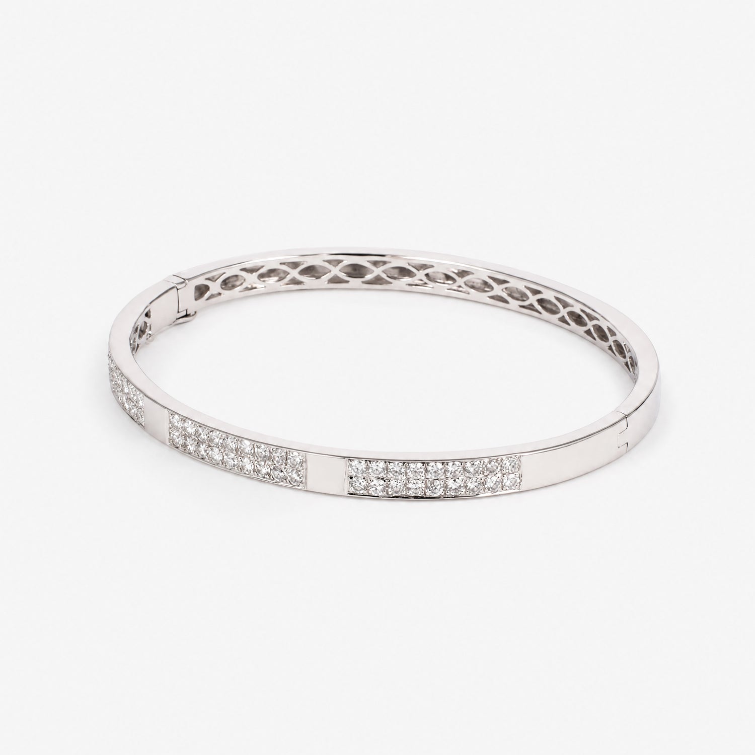 1.59ct Natural Diamond Double Row Eternity Bangle in 18K White Gold - JewelryandStore