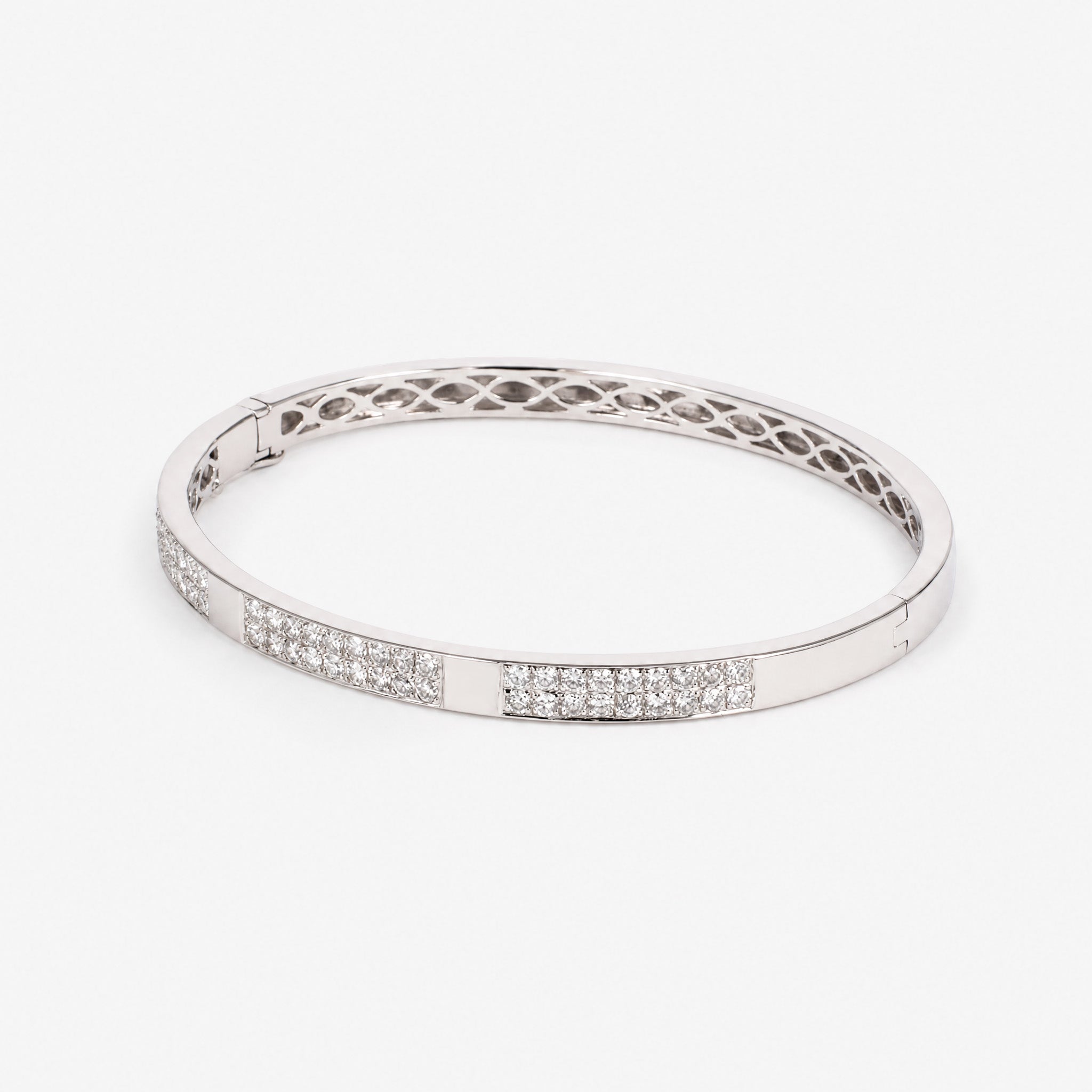 1.59ct Natural Diamond Double Row Eternity Bangle in 18K White Gold - JewelryandStore