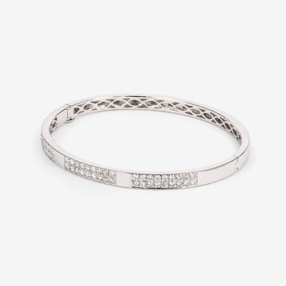 1.59ct Natural Diamond Double Row Eternity Bangle in 18K White Gold - JewelryandStore