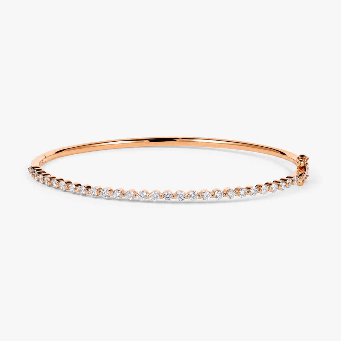 0.97ct Classic Single Row Natural Diamond Rose Gold Bangle - JewelryandStore